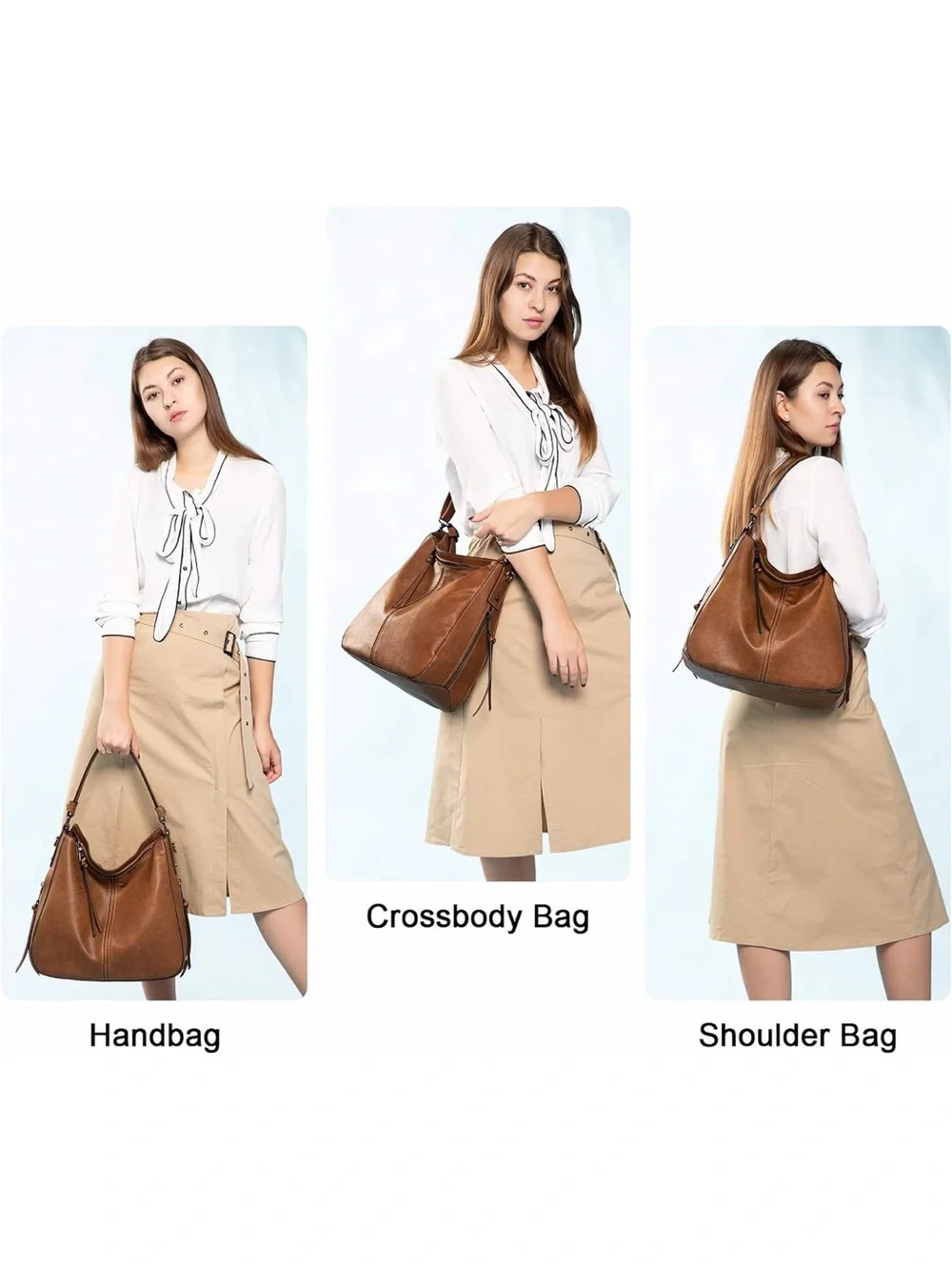 Everyday Brown Hobo Bag with Adjustable Strap Large size